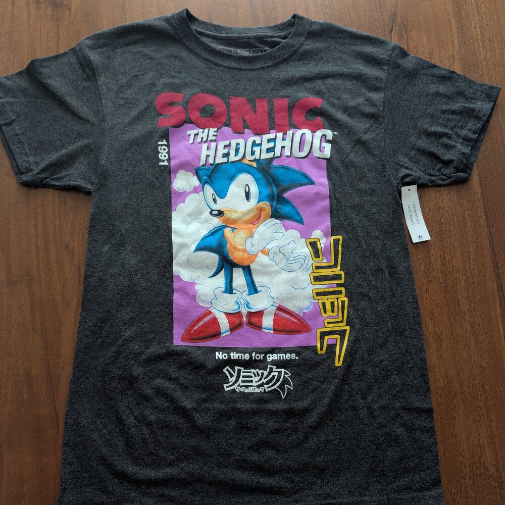 Sonic The Hedgehog T-Shirt Men's No Time For Games Graphic Print Tee